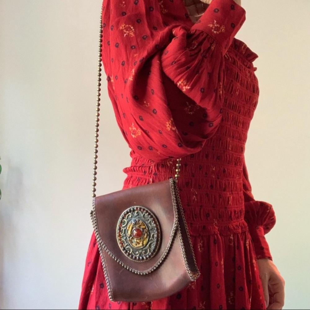 Romag beaded crystal leather shoulder bag